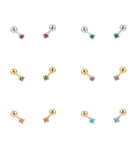 Pendiente piercing mini, de plata de ley, baño de oro y circonita 2