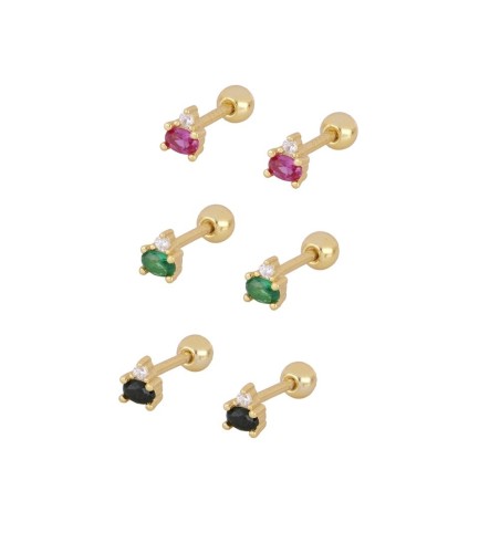 EARRING ALANIS GREEN PIERCING GOLD | Bymarta.es