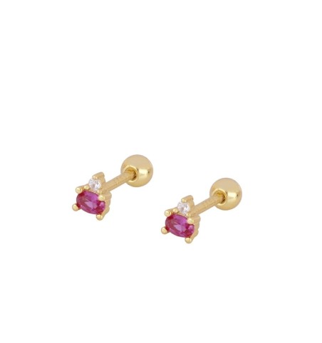 EARRING ALANIS FUCHSIA PIERCING GOLD | Bymarta.es