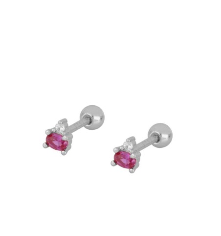 EARRING ALANIS FUCHSIA PIERCING SILVER | Bymarta.es