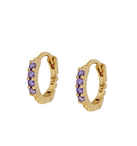 EARRING ABIE LILAC HOOPS GOLD | Bymarta.es