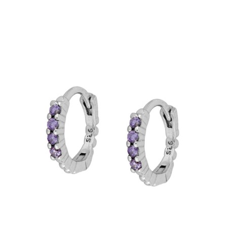 EARRING ABIE LILAC HOOPS SILVER | Bymarta.es