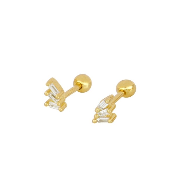 Pendiente piercing mini, disponible en plata de primera ley, con baño de oro y circonita