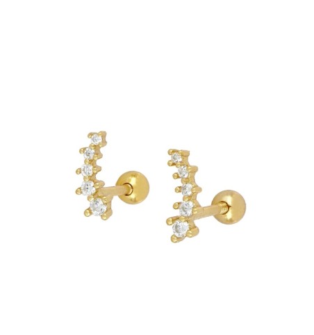 Pendiente piercing mini, disponible en plata de primera ley, con baño de oro y circonita