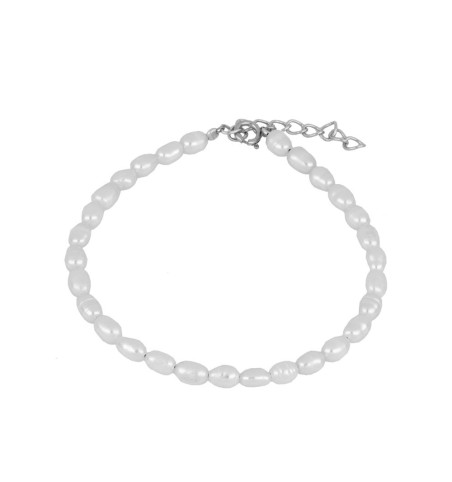 Pulsera de plata de ley con perlas naturales