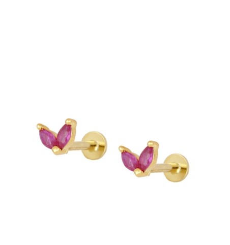 EARRING CELIA FUCHSIA PIERCING GOLD | Bymarta.es