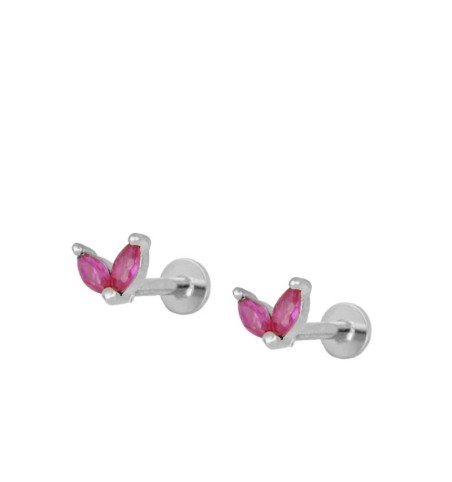 EARRING CELIA FUCHSIA PIERCING SILVER | Bymarta.es