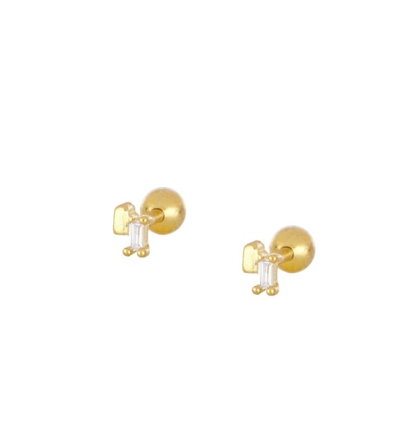 Pendiente piercing mini, disponible en plata de primera ley, con baño de oro y circonita