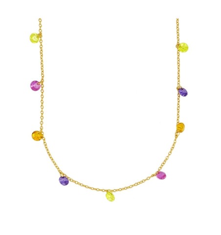 Collar de plata con baño de oro y circonitas de colores.