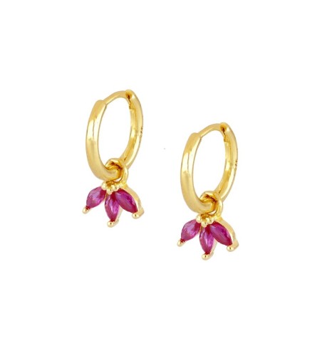 PENDIENTES CALA FUCHSIA HOOPS GOLD| Bymarta.es