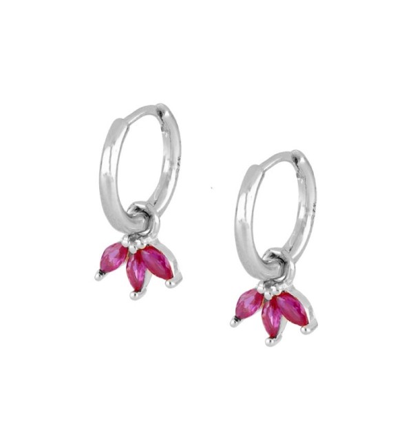 EARRING CALA FUCHSIA HOOPS SILVER| Bymarta.es