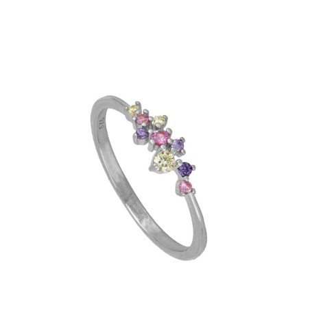 Anillo de plata de ley  y circonitas de colores.