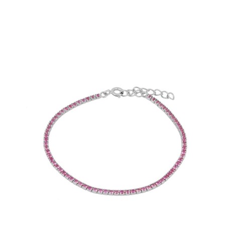 BRACELET RIVIERE FUCSIA SILVER | Bymarta.es