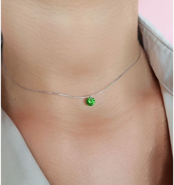 COLLAR GINEBRA GREEN SILVER | Bymarta.es