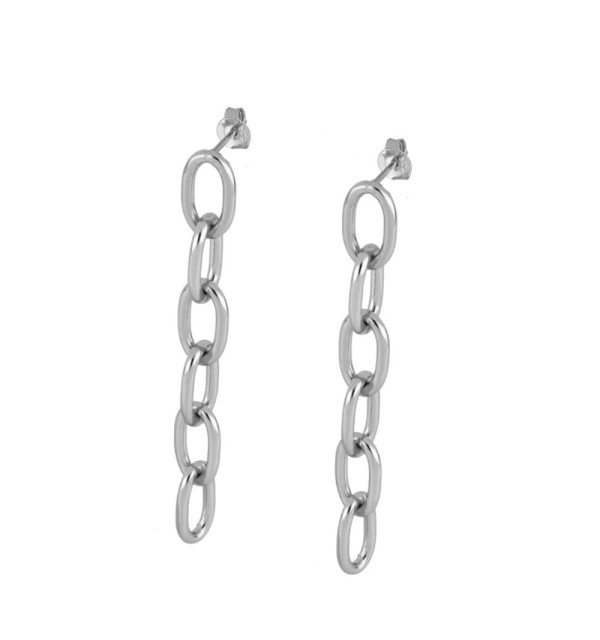 Pendientes largos de plata de ley