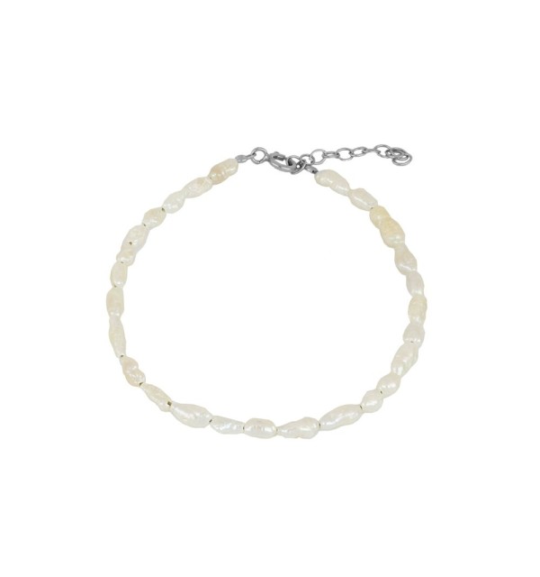 Pulsera de plata de ley con perlas naturales
