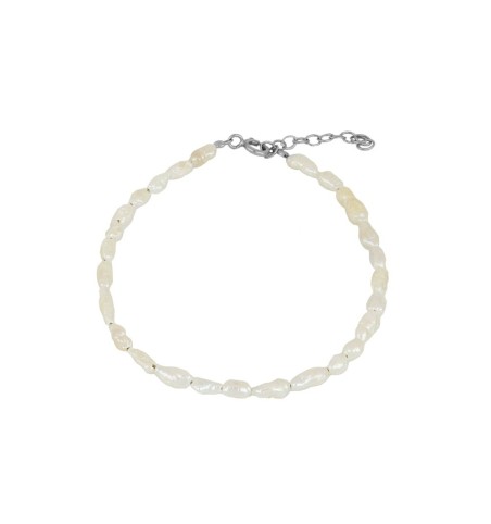 Pulsera de plata de ley con perlas naturales