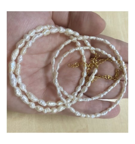 Collar de plata de ley y perlas, con baño de oro