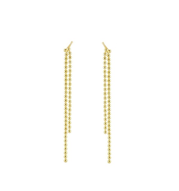 Pendientes largos de plata de ley con baño de oro