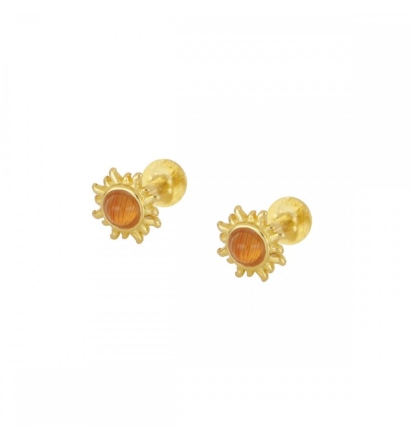 EARRING GAIA ORANGE PIERCING GOLD | Bymarta.es