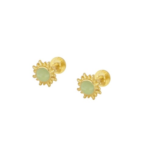 PENDIENTE GAIA GREEN PIERCING GOLD | Bymarta.es
