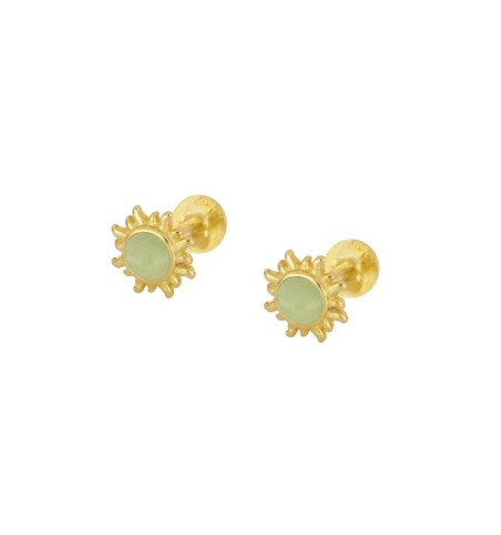 PENDIENTE GAIA GREEN PIERCING GOLD | Bymarta.es