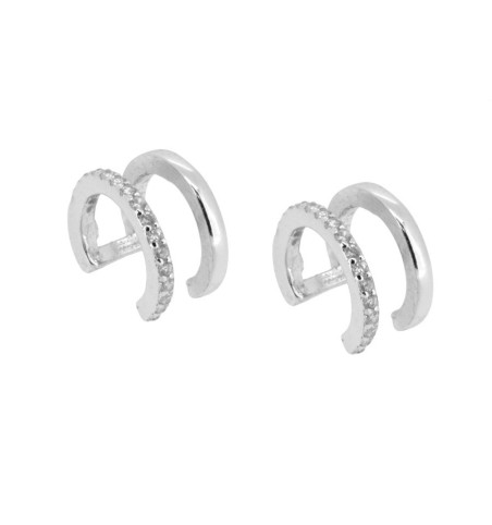 EAR CUFF DOBLE CON CIRCONITAS SILVER | Bymarta.es