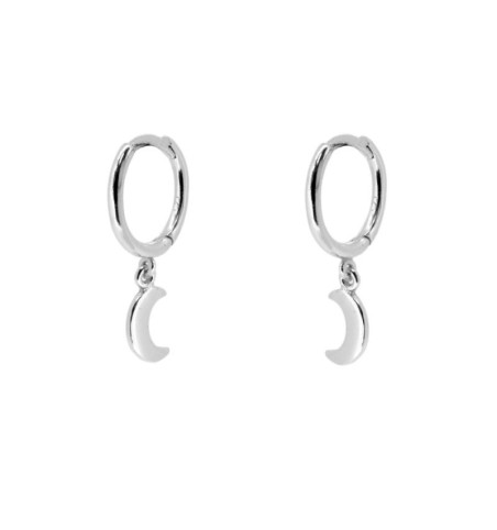 EARRING MOON HOOPS SILVER | Bymarta.es