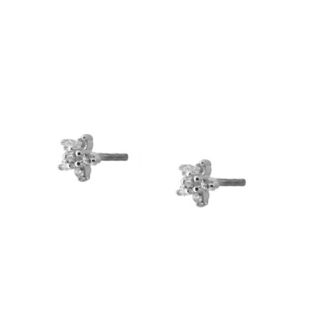 PENDIENTES MINIS FLOR ESTRELLA CIRCONITAS SILVER | Bymarta.es