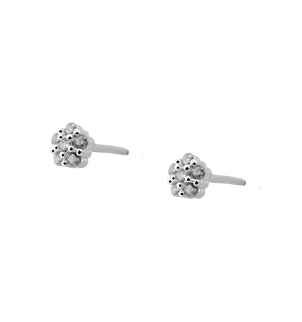 PENDIENTES MINIS FLOR CIRCONITAS SILVER | Bymarta.es