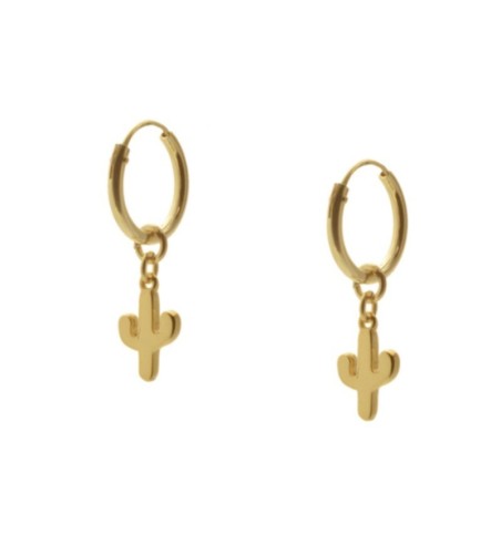 PENDIENTES ARO CON CACTUS GOLD | Bymarta.es