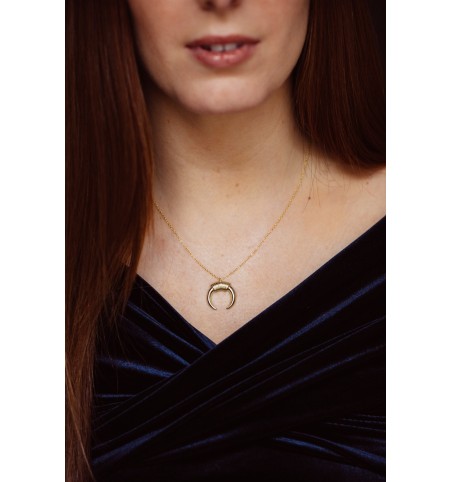 COLLAR CUERNO O LUNA INVERTIDA GOLD | Bymarta.es