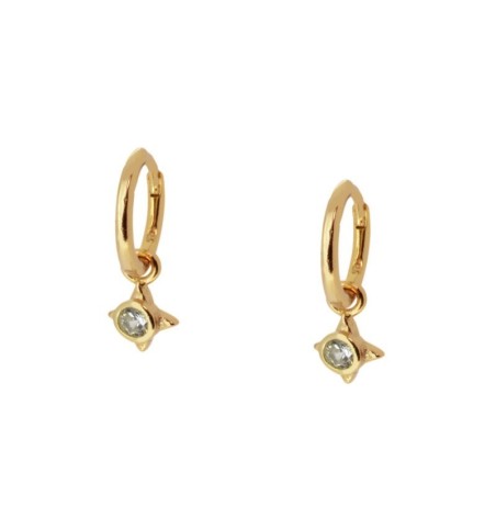 PENDIENTES ARO CON ESTRELLA Y CIRCONITA  GOLD | Bymarta.es