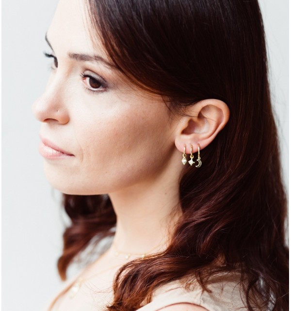 PENDIENTES ARO CON LUNA SILVER | Bymarta.es