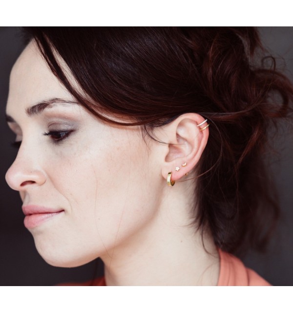 EAR CUFF DOBLE CON CIRCONITAS GOLD | Bymarta.es