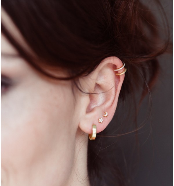 EAR CUFF DOBLE CON CIRCONITAS GOLD | Bymarta.es