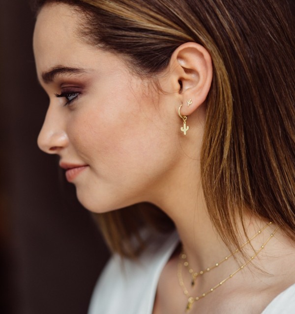 PENDIENTES ARO CON CACTUS GOLD | Bymarta.es