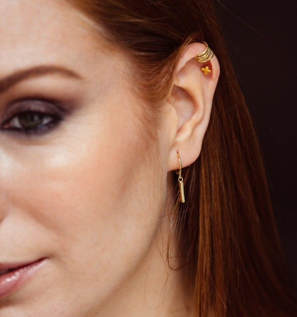 EARRING BAR HOOPS GOLD | Bymarta.es