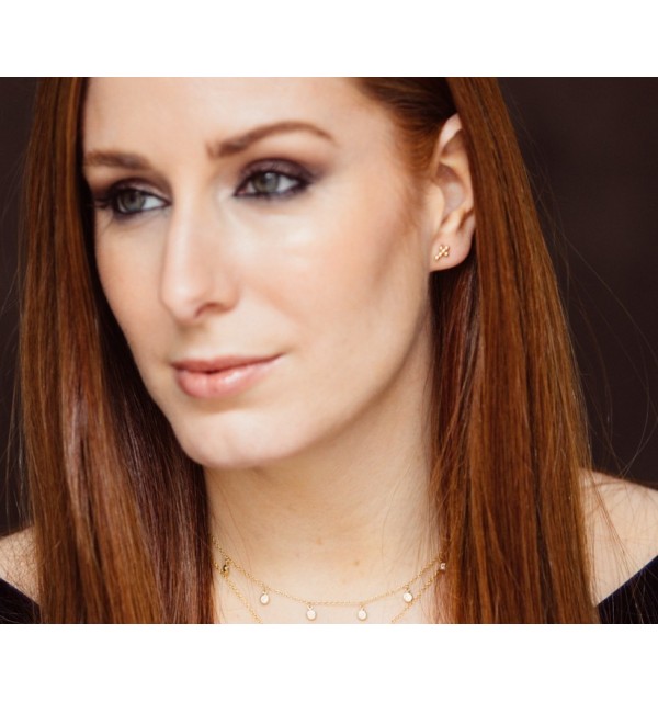 PENDIENTE MINI CRUZ BOLAS SILVER | Bymarta.es