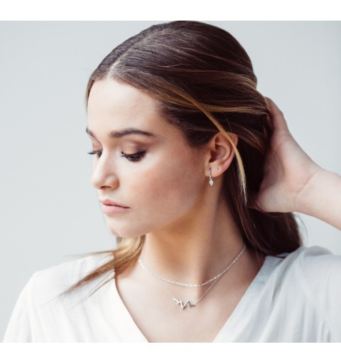 PENDIENTES ARO ROMBO CIRCONITA SILVER | Bymarta.es