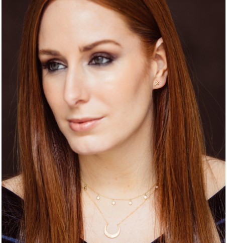 PENDIENTE MINI CRUZ BOLAS GOLD | Bymarta.es