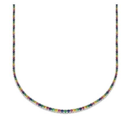 NECKLACE RIVIERA RAINBOW SILVER | Bymarta.es