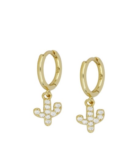 PENDIENTES CACTUS HOOPS GOLD | Bymarta.es