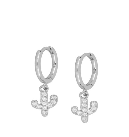 PENDIENTES CACTUS HOOPS SILVER | Bymarta.es