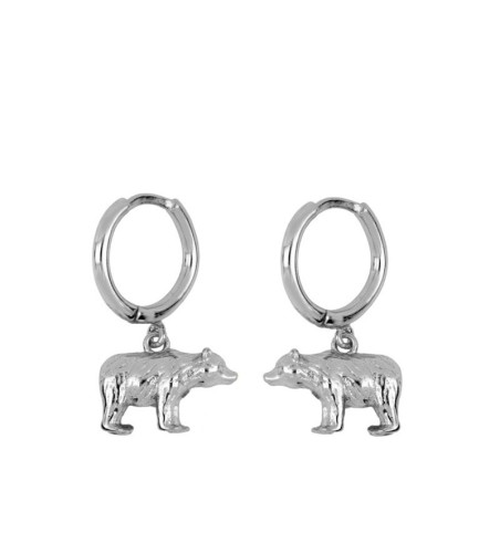 PENDIENTES BEAR HOOPS SILVER | Bymarta.es