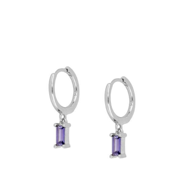 EARRING ZENITH LILAC HOOPS SILVER | Bymarta.es