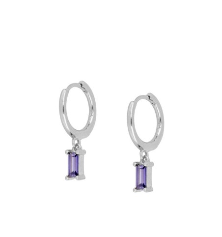 EARRING ZENITH LILAC HOOPS SILVER | Bymarta.es