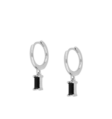 PENDIENTES ZENITH BLACK HOOPS SILVER | Bymarta.es