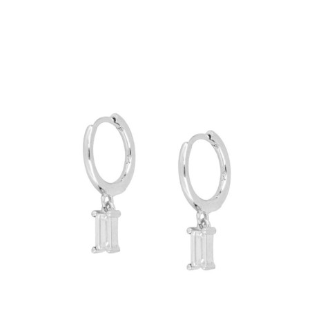 EARRING ZENITH WHITE HOOPS SILVER | Bymarta.es