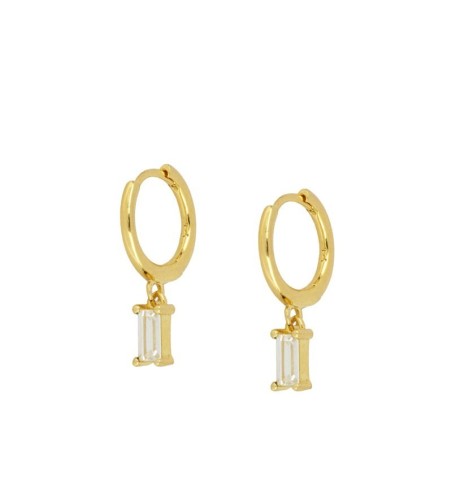 EARRING ZENITH WHITE HOOPS GOLD | Bymarta.es
